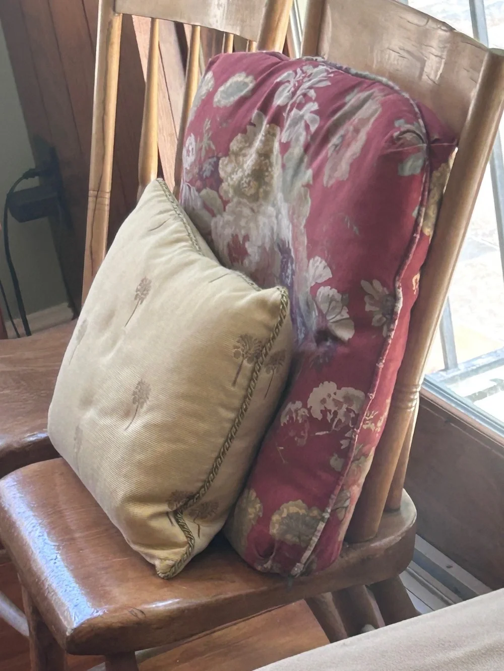 Vintage Ethan Allen Palm Trees Coconuts Embroidered Decorative Throw Pillow